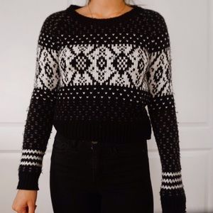 BLACK AND WHITE HOLIDAY THEMED SWEATER